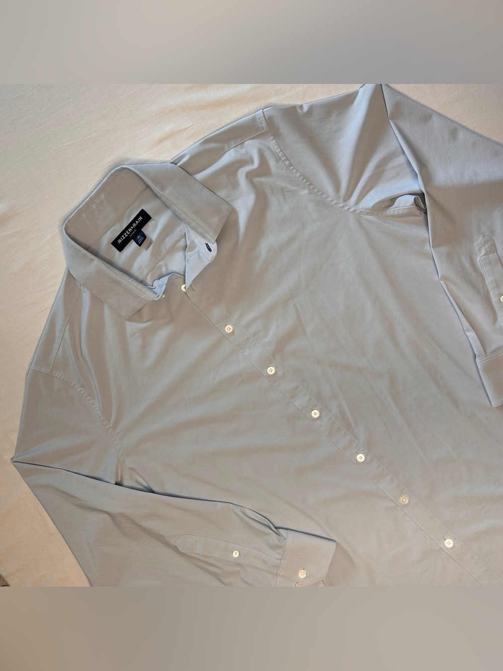 Mizzen+Main Light Blue Long-Sleeve Dress Shirt